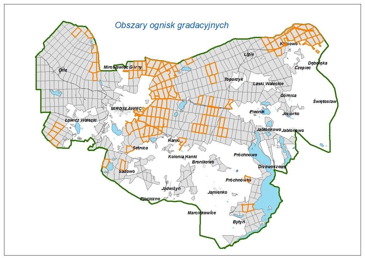 Mapa obszarów ognisk gradacyjnych